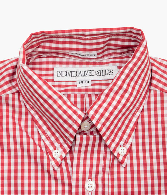INDIVIDUALIZED SHIRTS ''GINGHAM CHECK (STANDARD FIT BUTTON DOWN SHIRT)'' (RED)