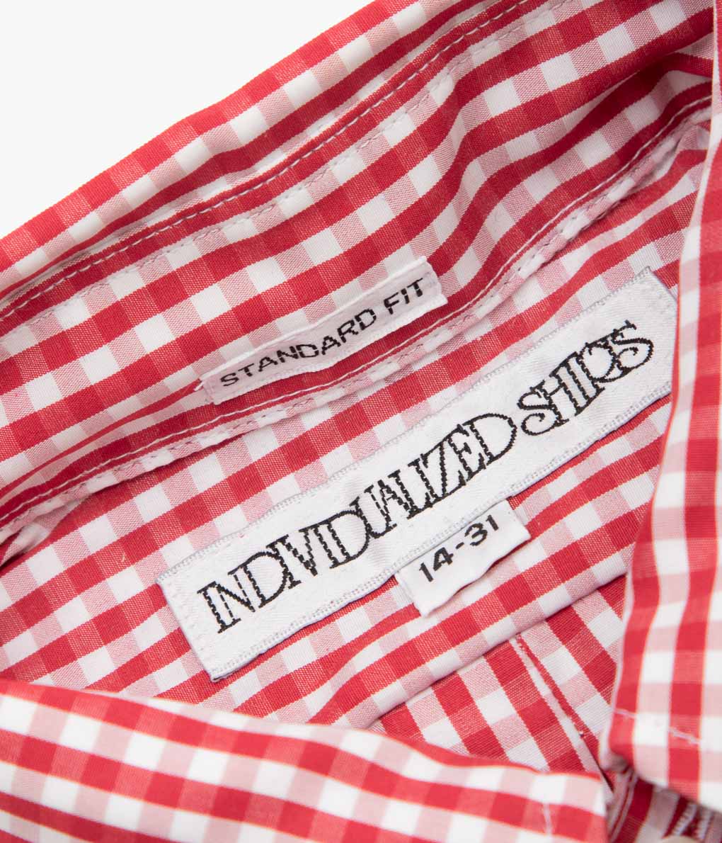 INDIVIDUALIZED SHIRTS ''GINGHAM CHECK (STANDARD FIT BUTTON DOWN SHIRT)''(RED)