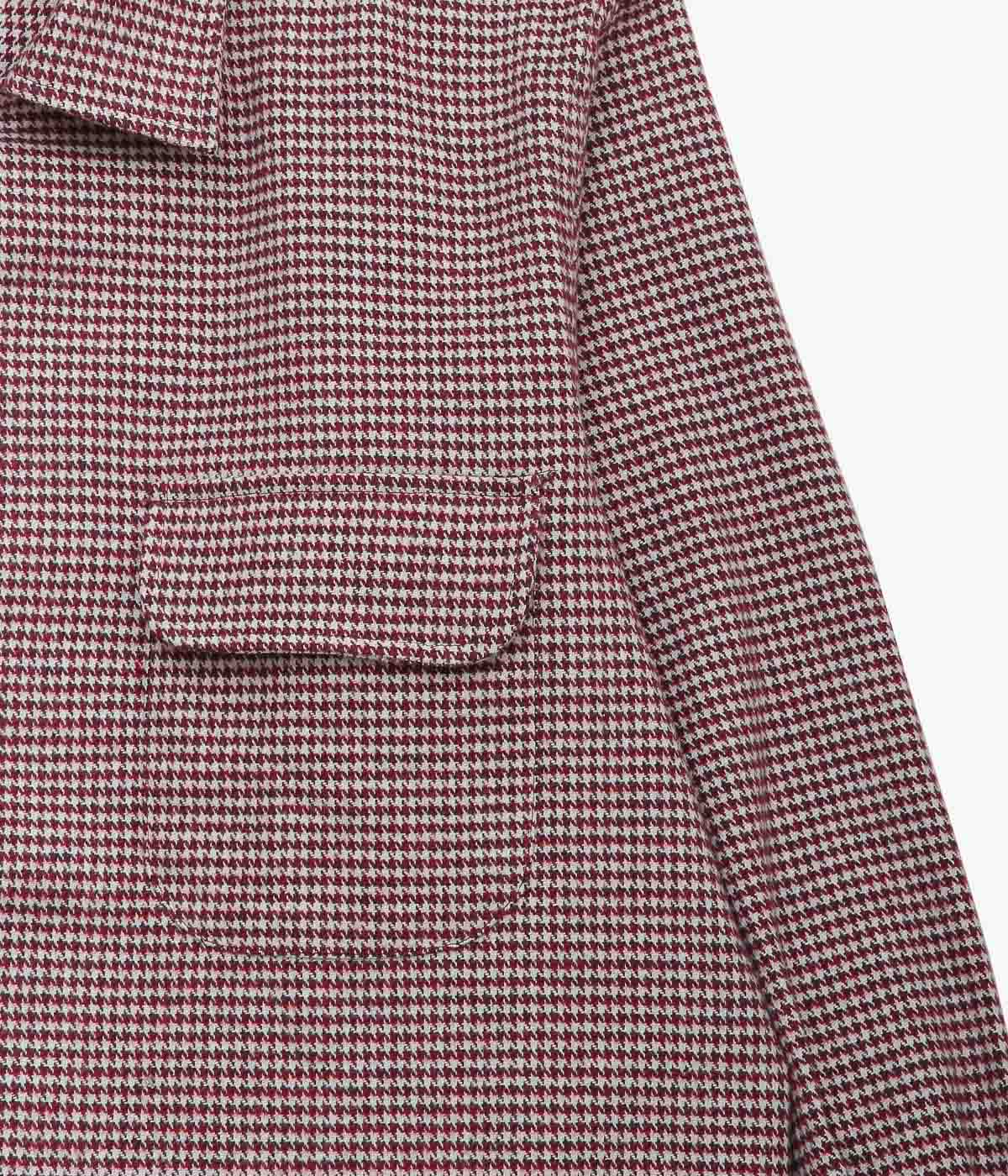 INDIVIDUALIZED SHIRTS ''HEAVY FLANNEL HOUNDSTOOTH(SHIRT JAC)'' (BURGUNDY)