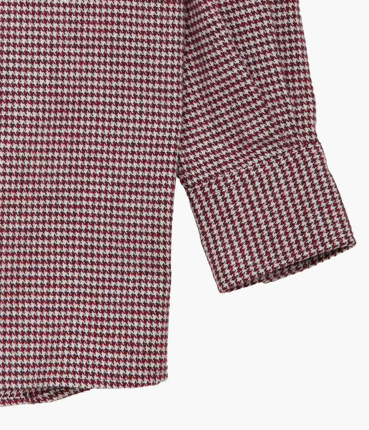 INDIVIDUALIZED SHIRTS ''HEAVY FLANNEL HOUNDSTOOTH(SHIRT JAC)'' (BURGUNDY)