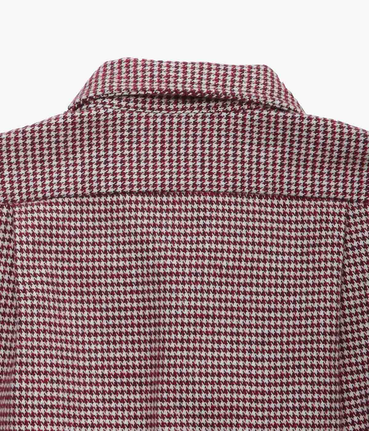 INDIVIDUALIZED SHIRTS ''HEAVY FLANNEL HOUNDSTOOTH(SHIRT JAC)'' (BURGUNDY)