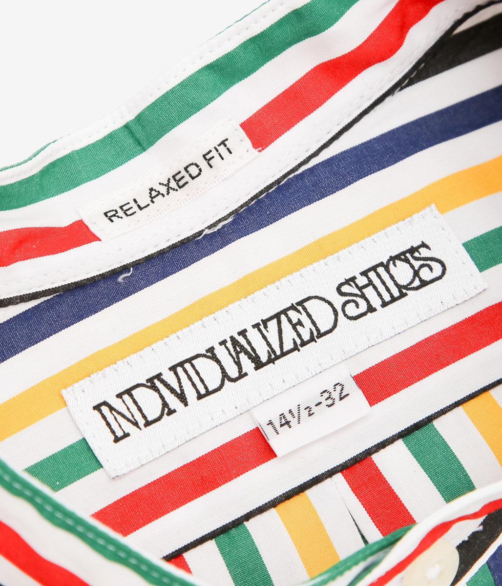 INDIVIDUALIZED SHIRTS ''LEXINGTON STRIPE(RELAXED FIT BAND COLLAR SHIRT)'' (MULTI)