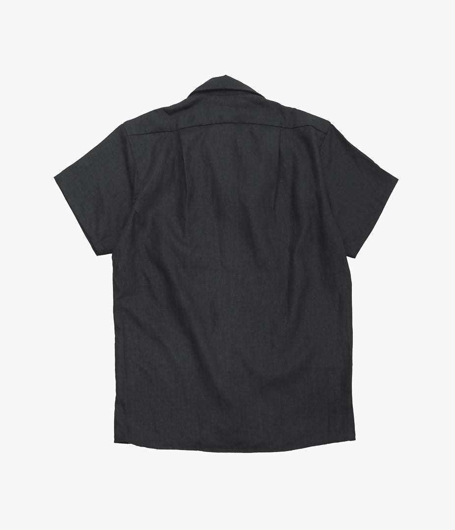 INDIVIDUALIZED SHIRTS ''NEW YORK LINEN(ATHLETIC FIT CAMP COLLAR L/S SHIRTS)'' (BLACK)