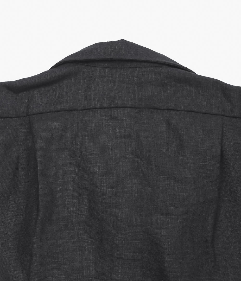 INDIVIDUALIZED SHIRTS ''NEW YORK LINEN(ATHLETIC FIT CAMP COLLAR L/S SHIRTS)'' (BLACK)