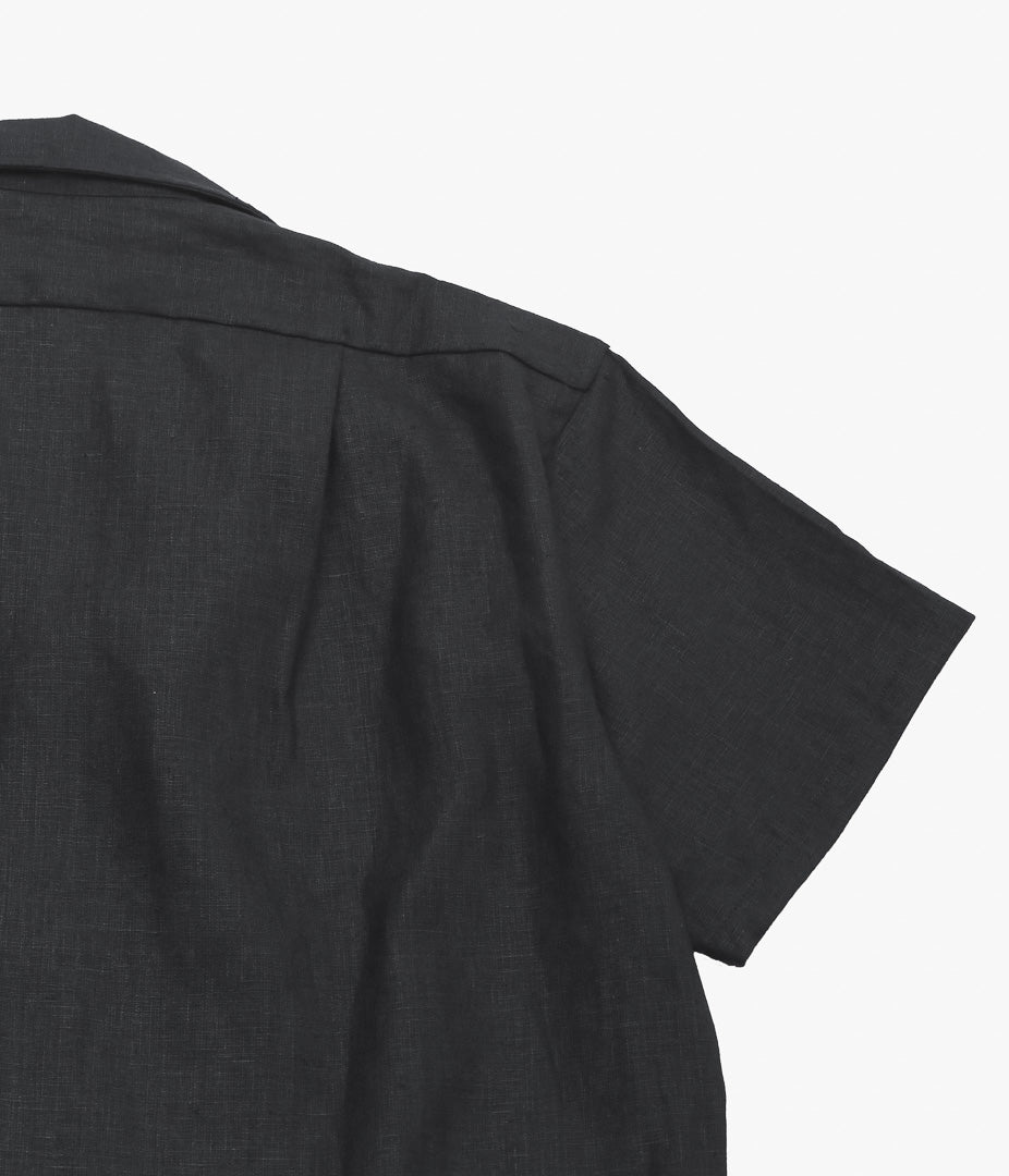 INDIVIDUALIZED SHIRTS ''NEW YORK LINEN(ATHLETIC FIT CAMP COLLAR L/S SHIRTS)'' (BLACK)