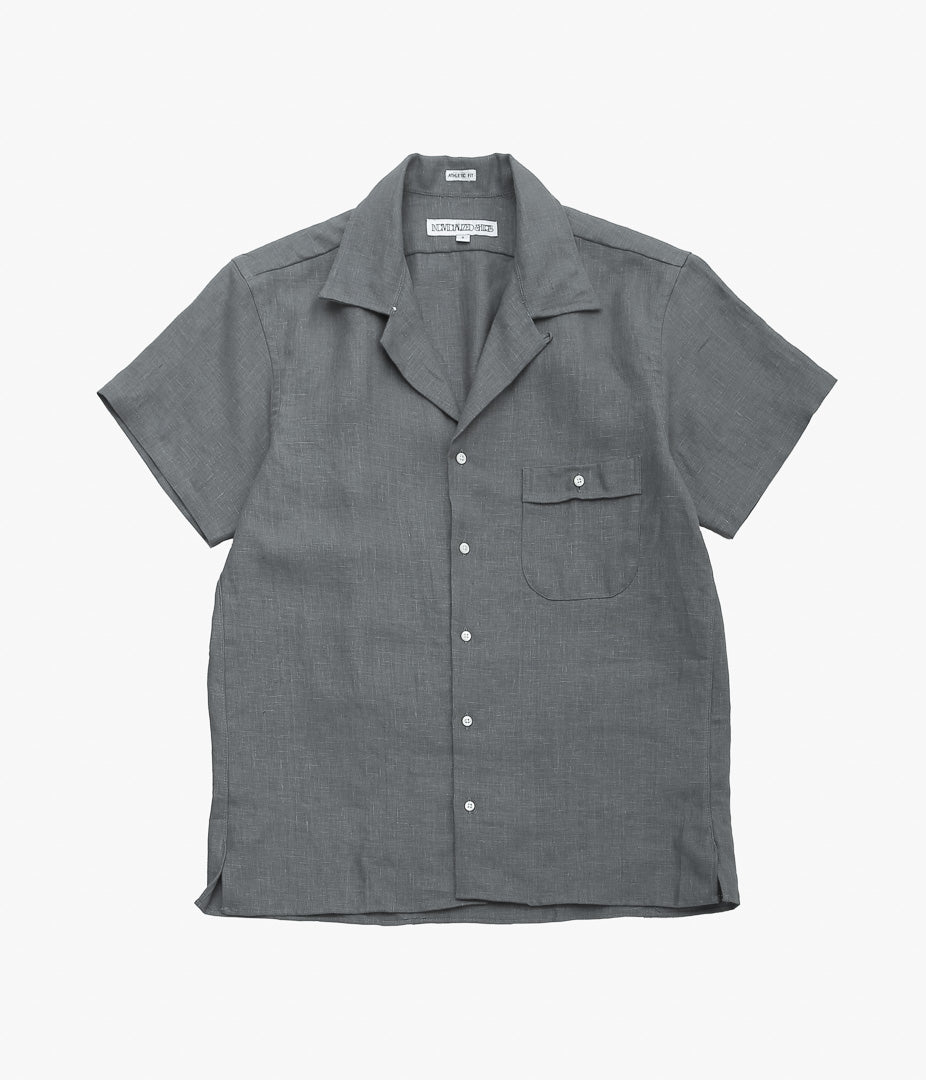 INDIVIDUALIZED SHIRTS ''NEW YORK LINEN(ATHLETIC FIT CAMP COLLAR L/S SHIRTS)'' (GRAY)