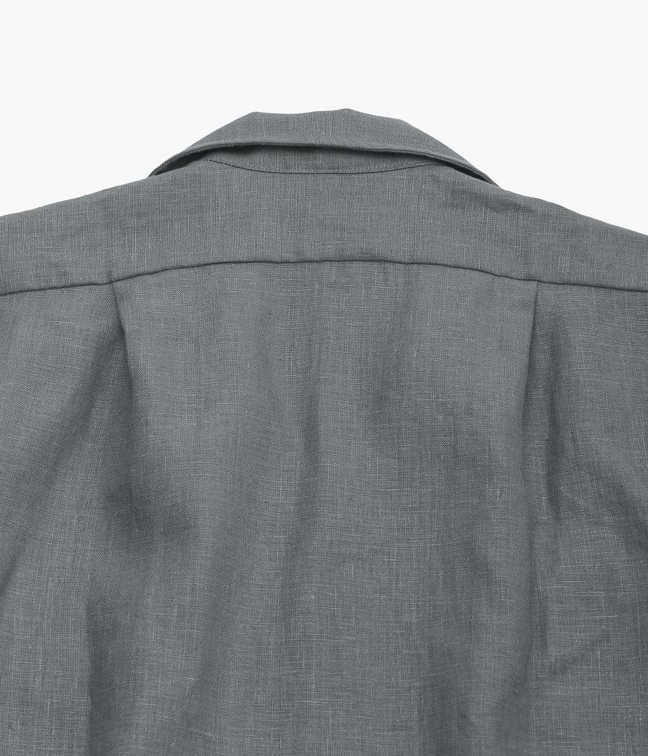INDIVIDUALIZED SHIRTS ''NEW YORK LINEN(ATHLETIC FIT CAMP COLLAR L/S SHIRTS)'' (GRAY)