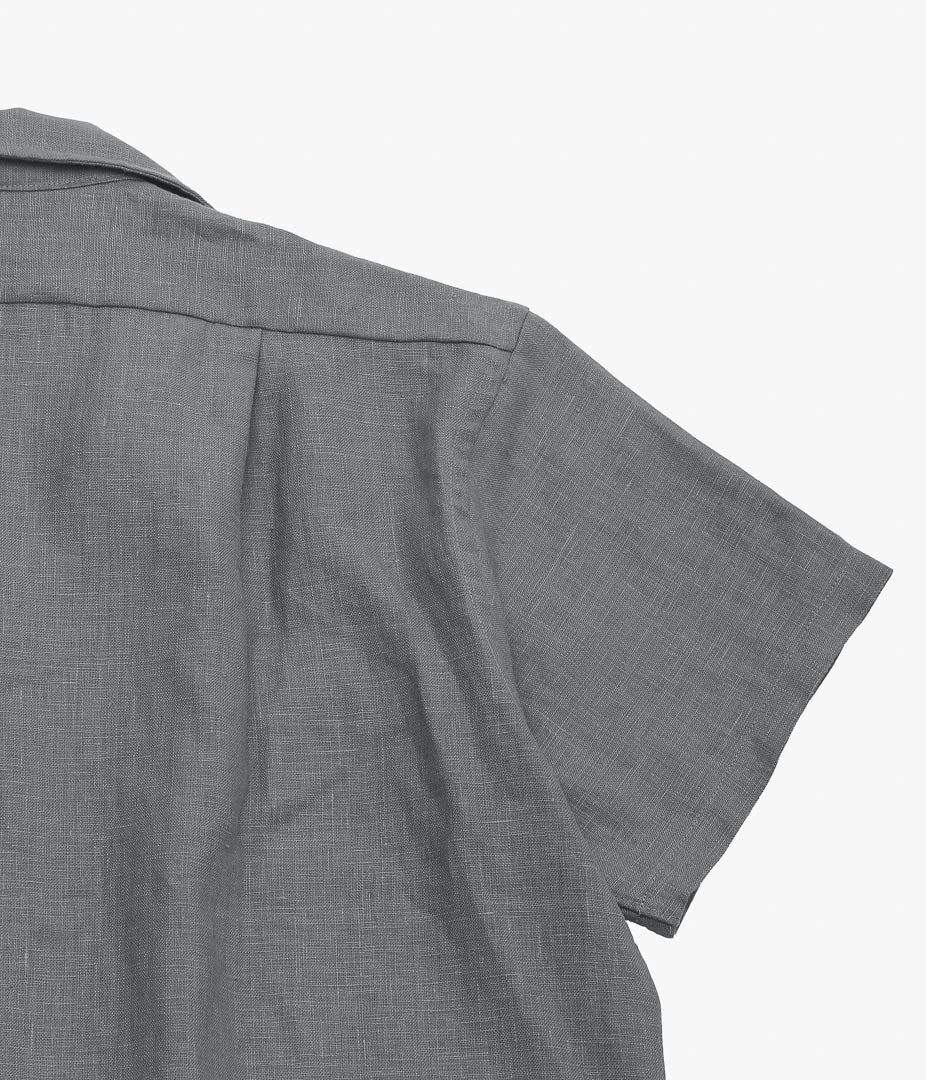 INDIVIDUALIZED SHIRTS ''NEW YORK LINEN(ATHLETIC FIT CAMP COLLAR L/S SHIRTS)'' (GRAY)