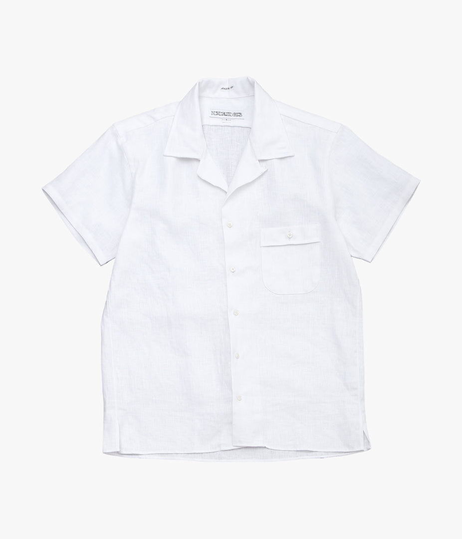 INDIVIDUALIZED SHIRTS ''NEW YORK LINEN(ATHLETIC FIT CAMP COLLAR L/S SHIRTS)'' (WHITE)