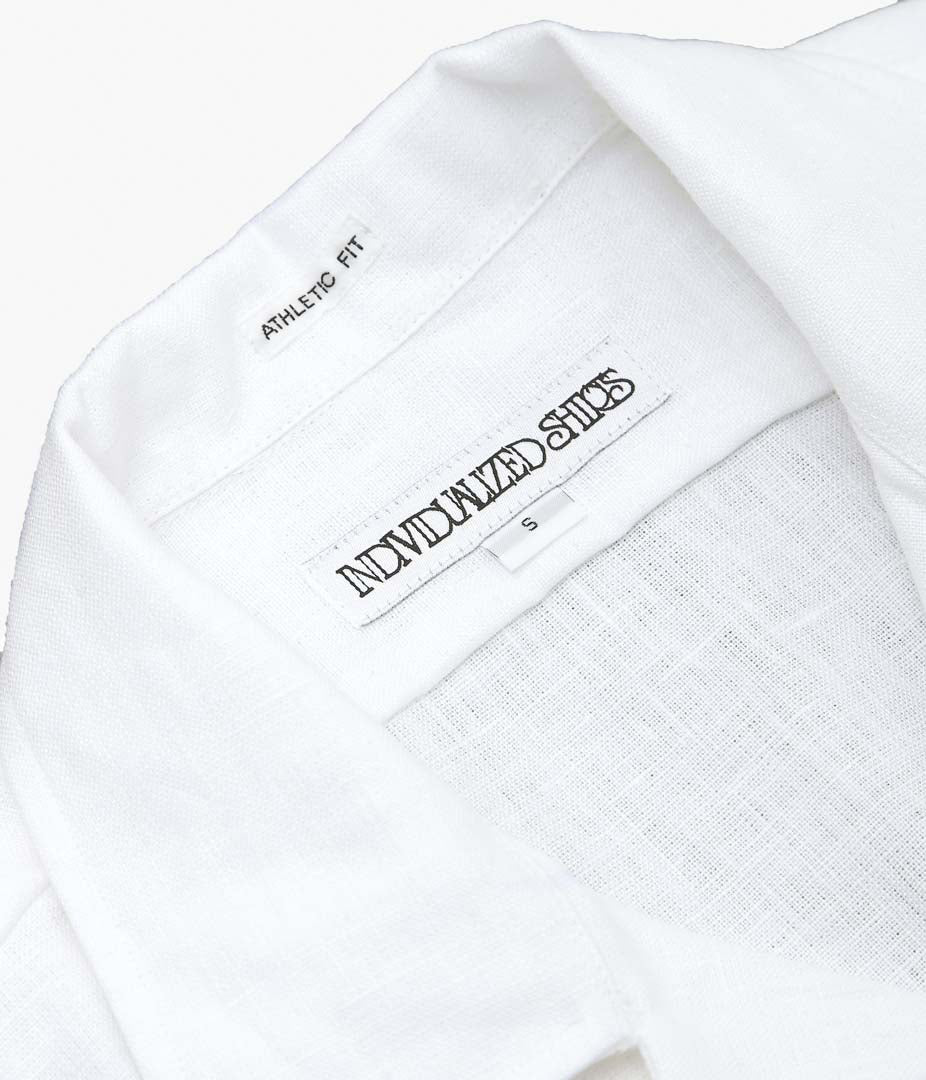 INDIVIDUALIZED SHIRTS ''NEW YORK LINEN(ATHLETIC FIT CAMP COLLAR L/S SHIRTS)'' (WHITE)
