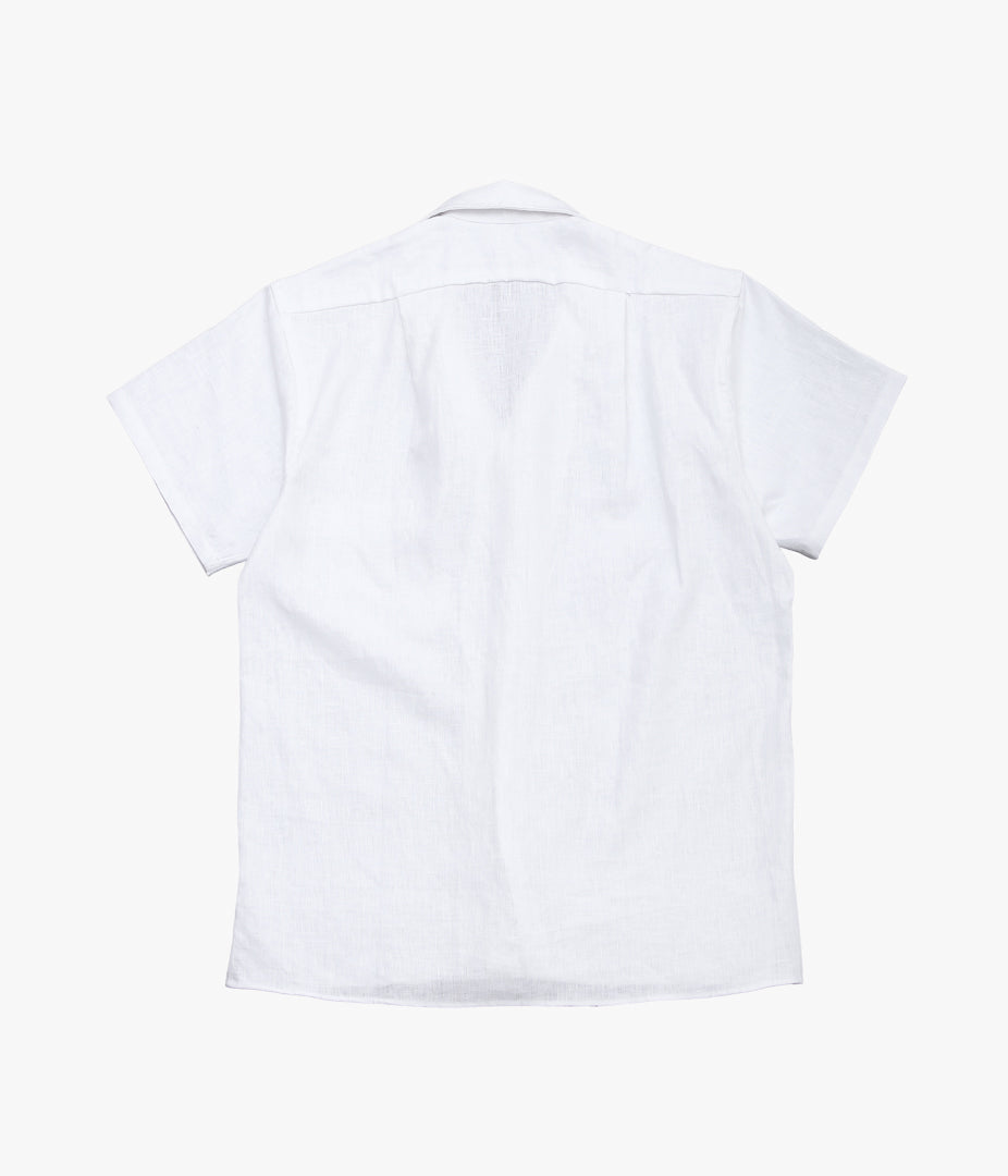 INDIVIDUALIZED SHIRTS ''NEW YORK LINEN(ATHLETIC FIT CAMP COLLAR L/S SHIRTS)'' (WHITE)