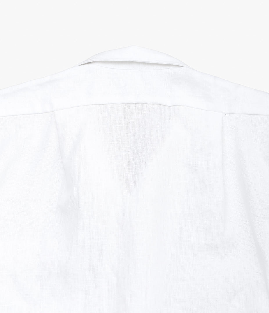 INDIVIDUALIZED SHIRTS ''NEW YORK LINEN(ATHLETIC FIT CAMP COLLAR L/S SHIRTS)'' (WHITE)