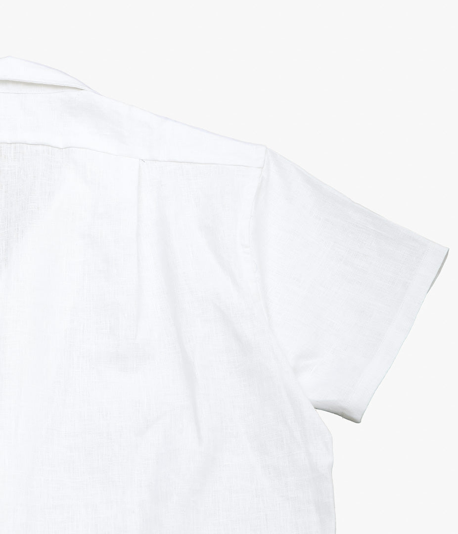 INDIVIDUALIZED SHIRTS ''NEW YORK LINEN(ATHLETIC FIT CAMP COLLAR L/S SHIRTS)'' (WHITE)