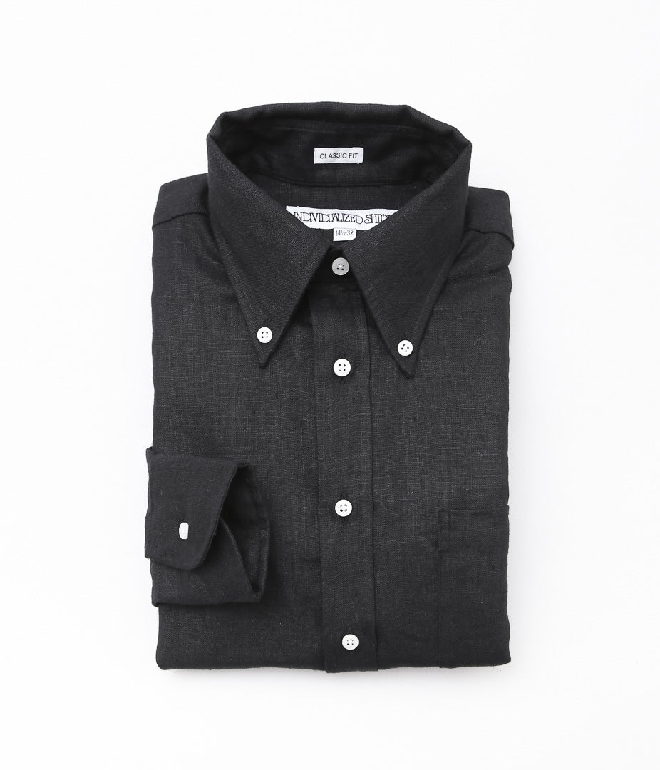 INDIVIDUALIZED SHIRTS ''NEW YORK LINEN(CLASSIC FIT BUTTON DOWN SHIRTS)'' (BLACK)