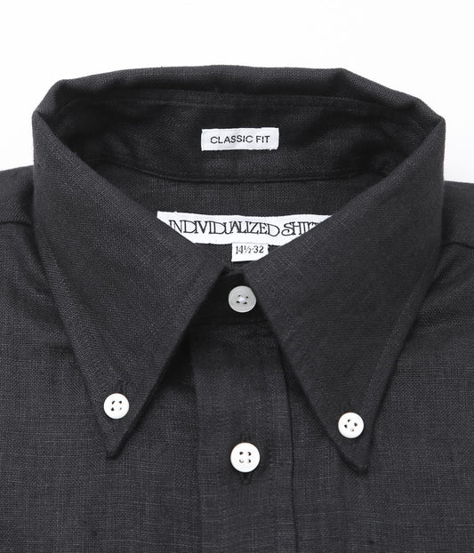 INDIVIDUALIZED SHIRTS ''NEW YORK LINEN(CLASSIC FIT BUTTON DOWN SHIRTS)'' (BLACK)