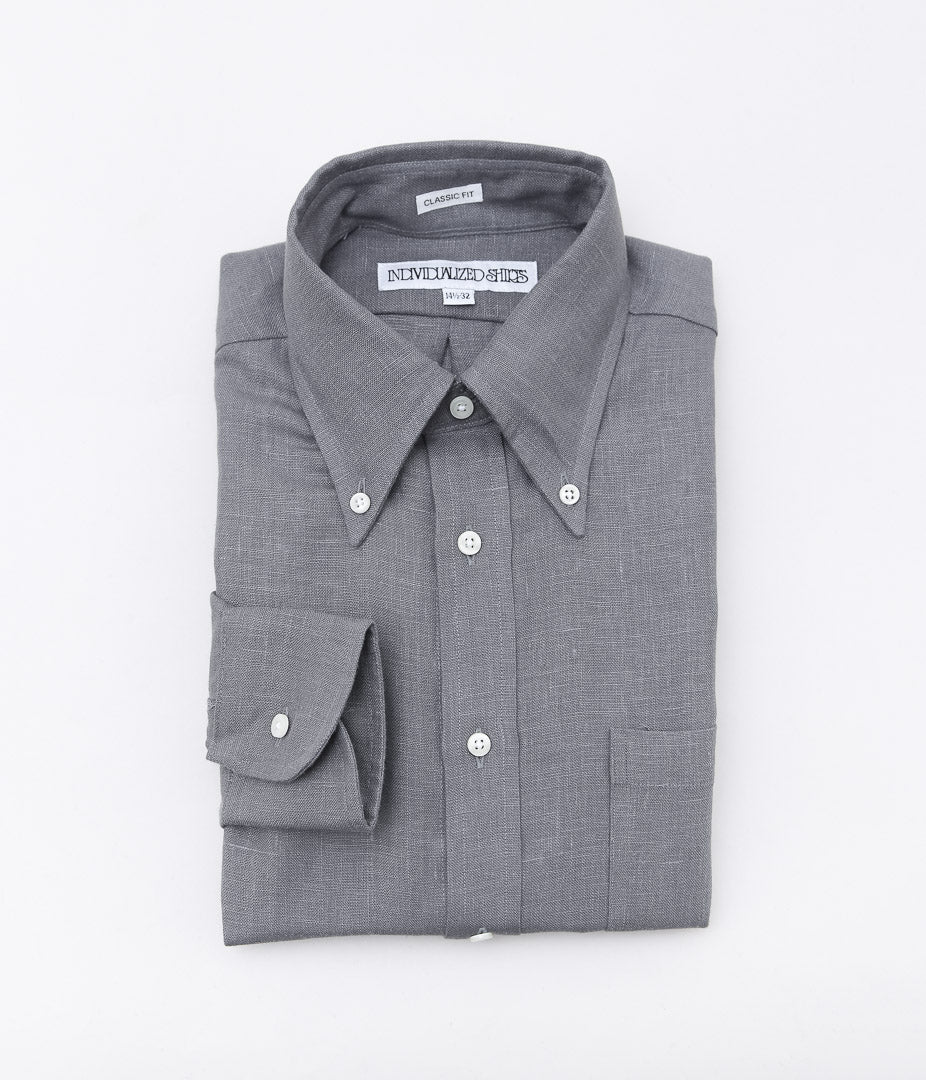INDIVIDUALIZED SHIRTS ''NEW YORK LINEN(CLASSIC FIT BUTTON DOWN SHIRTS)'' (GRAY)