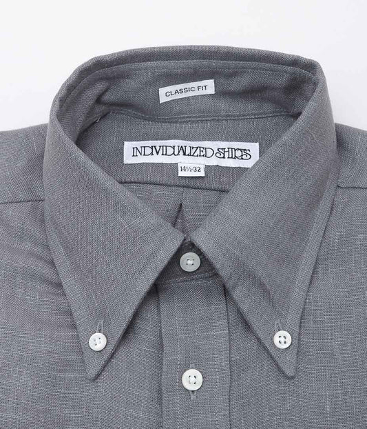 INDIVIDUALIZED SHIRTS ''NEW YORK LINEN(CLASSIC FIT BUTTON DOWN SHIRTS)'' (GRAY)
