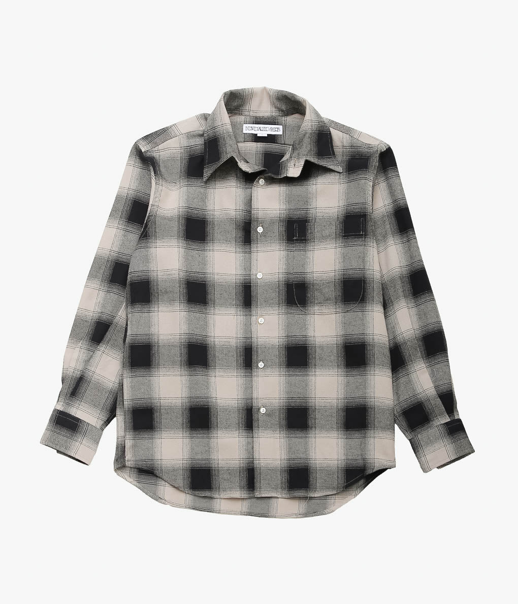 INDIVIDUALIZED SHIRTS ''OMBRE FLANNEL(CABANA COLLAR SHIRT)'' (BEIGE)