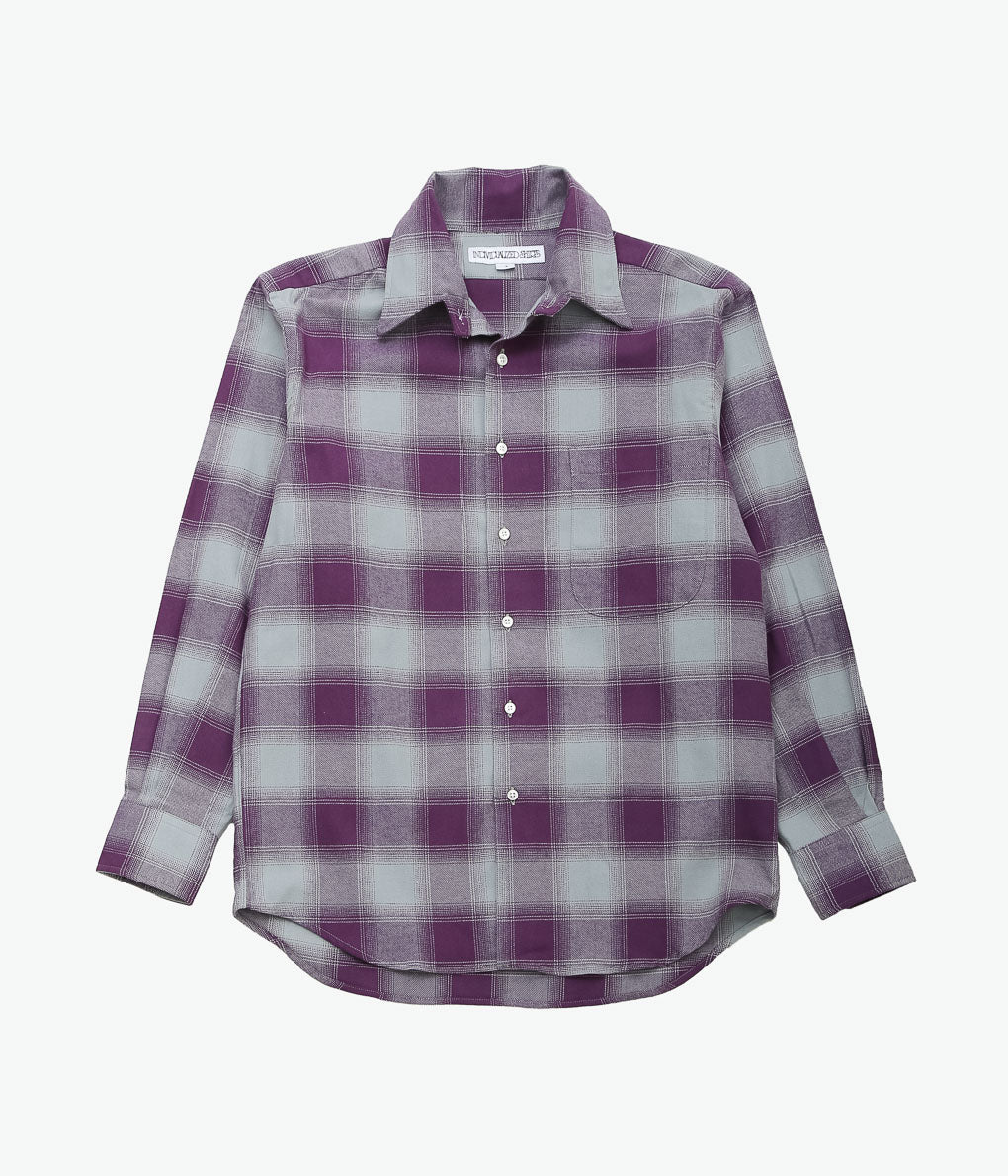 INDIVIDUALIZED SHIRTS ''OMBRE FLANNEL(CABANA COLLAR SHIRT)'' (LILAC)