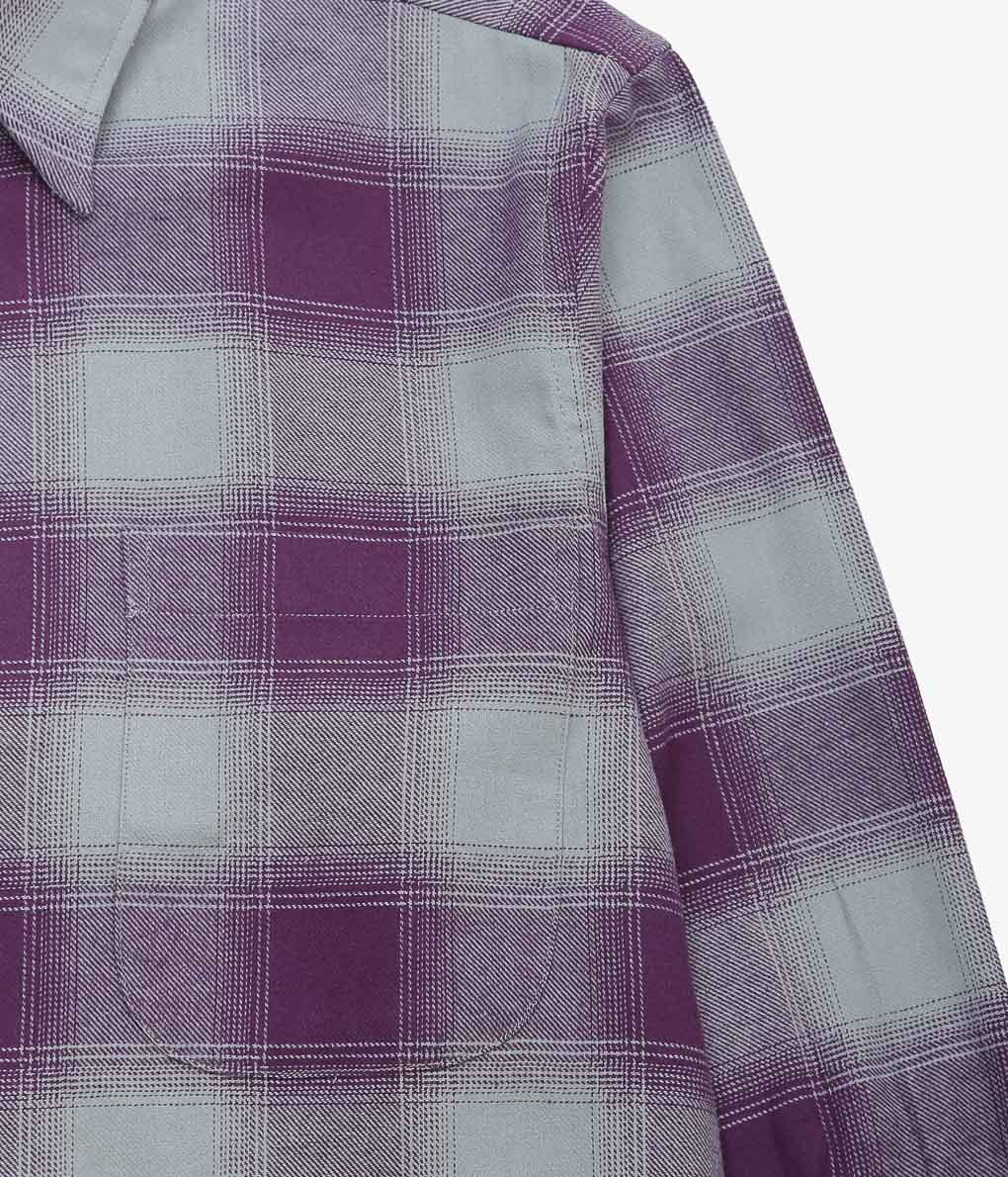 INDIVIDUALIZED SHIRTS ''OMBRE FLANNEL(CABANA COLLAR SHIRT)'' (LILAC)