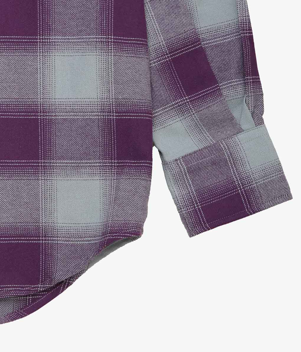 INDIVIDUALIZED SHIRTS ''OMBRE FLANNEL(CABANA COLLAR SHIRT)'' (LILAC)