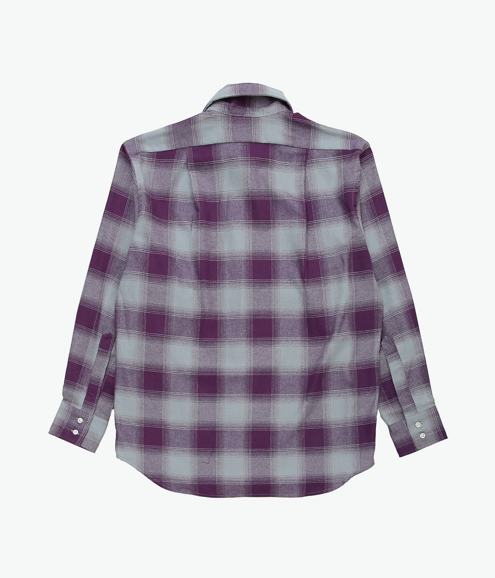 INDIVIDUALIZED SHIRTS ''OMBRE FLANNEL(CABANA COLLAR SHIRT)'' (LILAC)