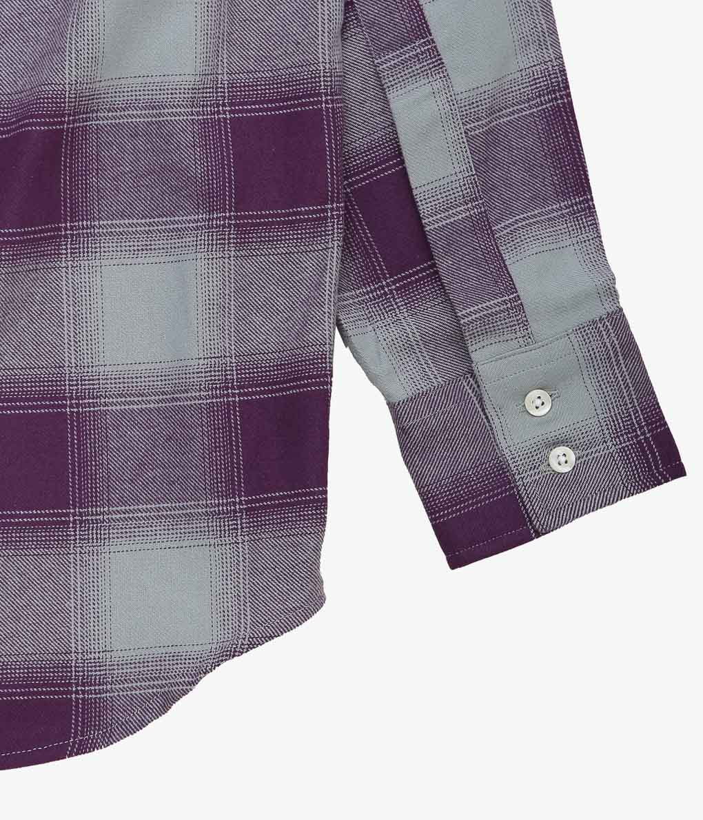 INDIVIDUALIZED SHIRTS ''OMBRE FLANNEL(CABANA COLLAR SHIRT)'' (LILAC)