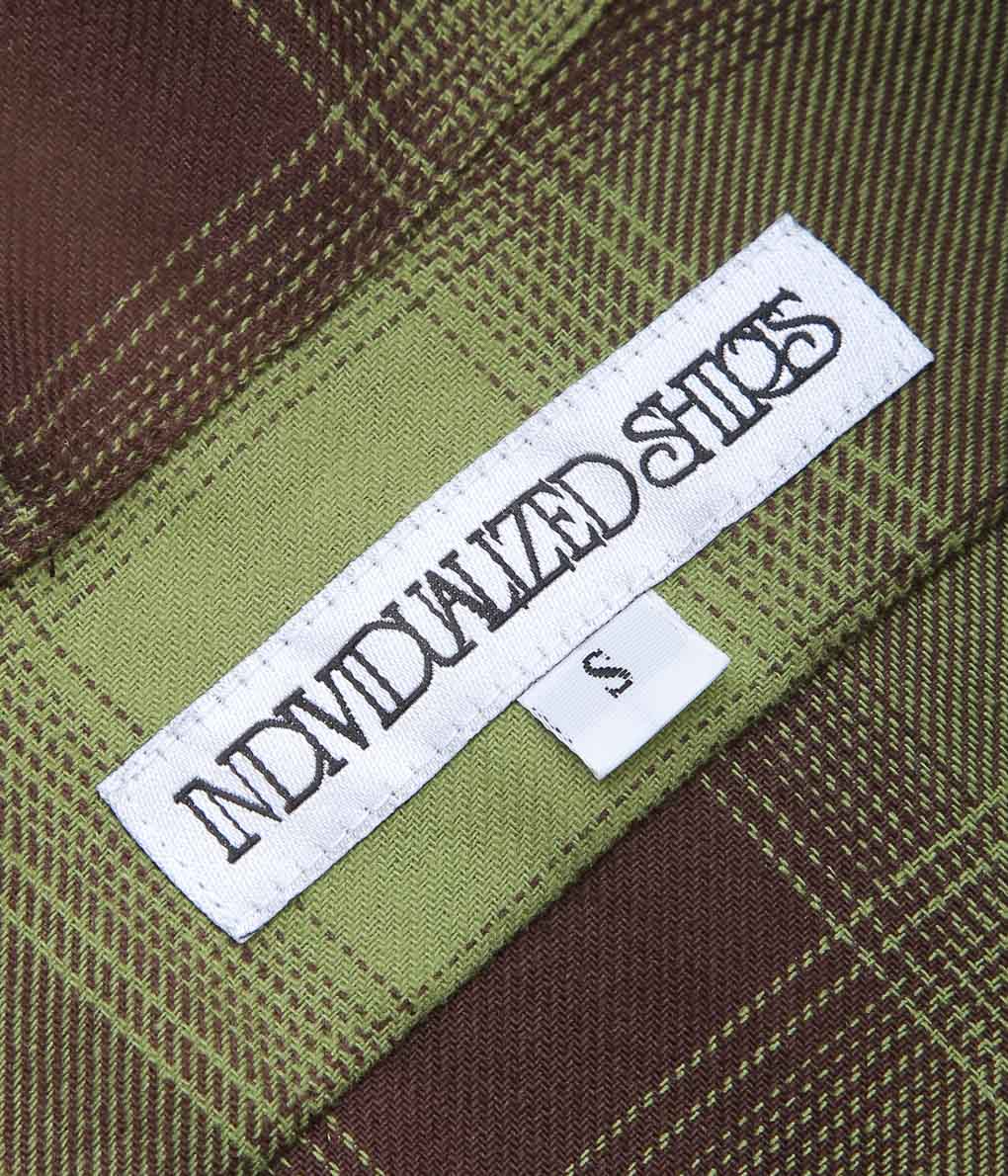 INDIVIDUALIZED SHIRTS ''OMBRE FLANNEL(CABANA COLLAR SHIRT)'' (OLIVE)