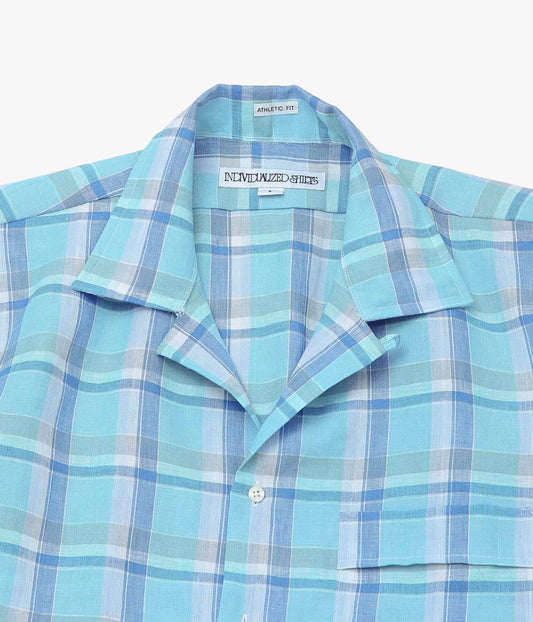 INDIVIDUALIZED SHIRTS ''PALM BEACH(ATHLETIC FIT CAMP COLLAR S/S) '' (BLUE)