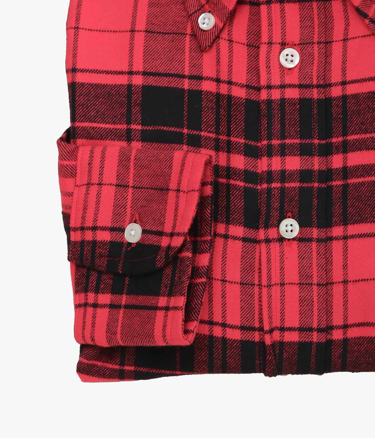 INDIVIDUALIZED SHIRTS ''RED PLAID FLANNEL(CLASSIC FIT BUTTON DOWN SHIRT)'' (RED)