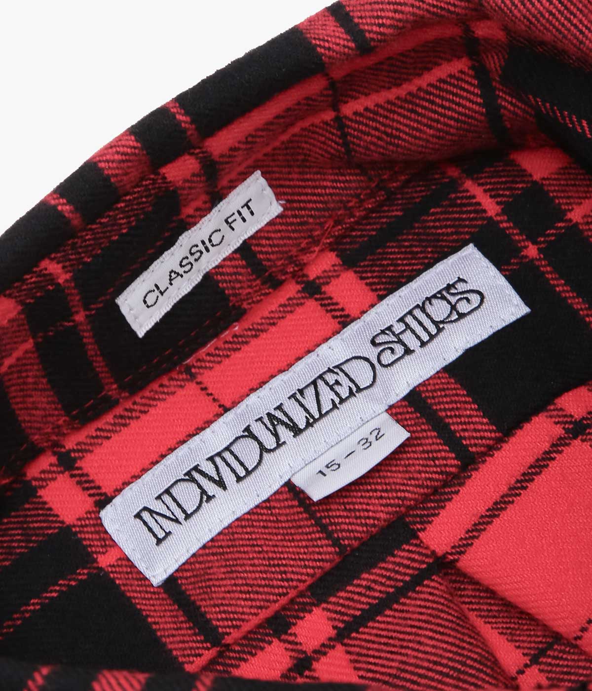 INDIVIDUALIZED SHIRTS ''RED PLAID FLANNEL(CLASSIC FIT BUTTON DOWN SHIRT)'' (RED)