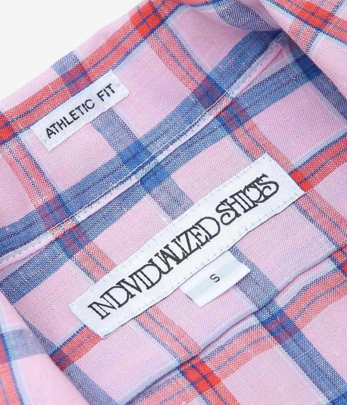 INDIVIDUALIZED SHIRTS "RESORT LINEN (ATHLETIC FIT CAMP COLLAR S/S)" (PINK)