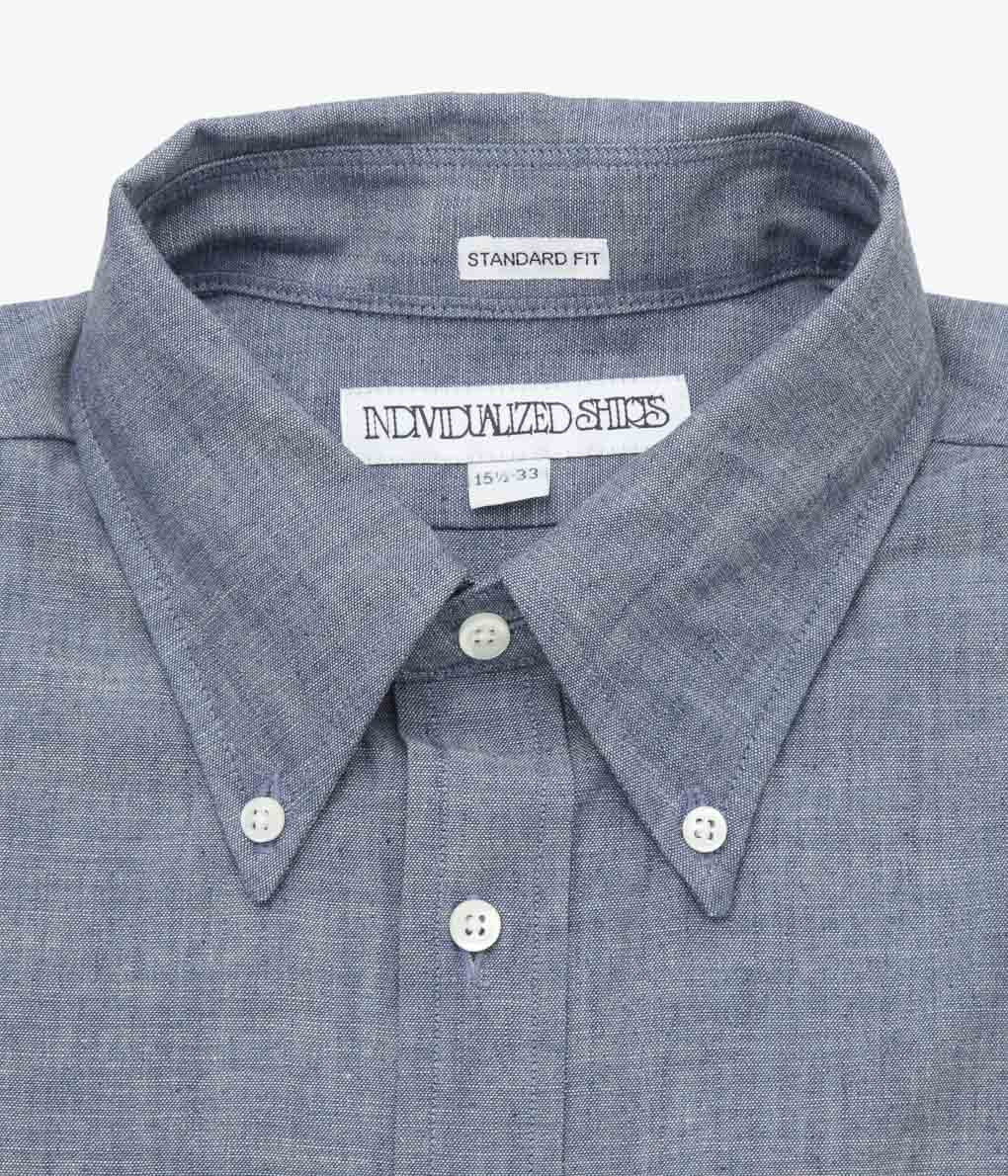 INDIVIDUALIZED SHIRTS ''RIGID CHAMBRAY (CLASSIC FIT BUTTON DOWN SHIRT)''(BLUE)