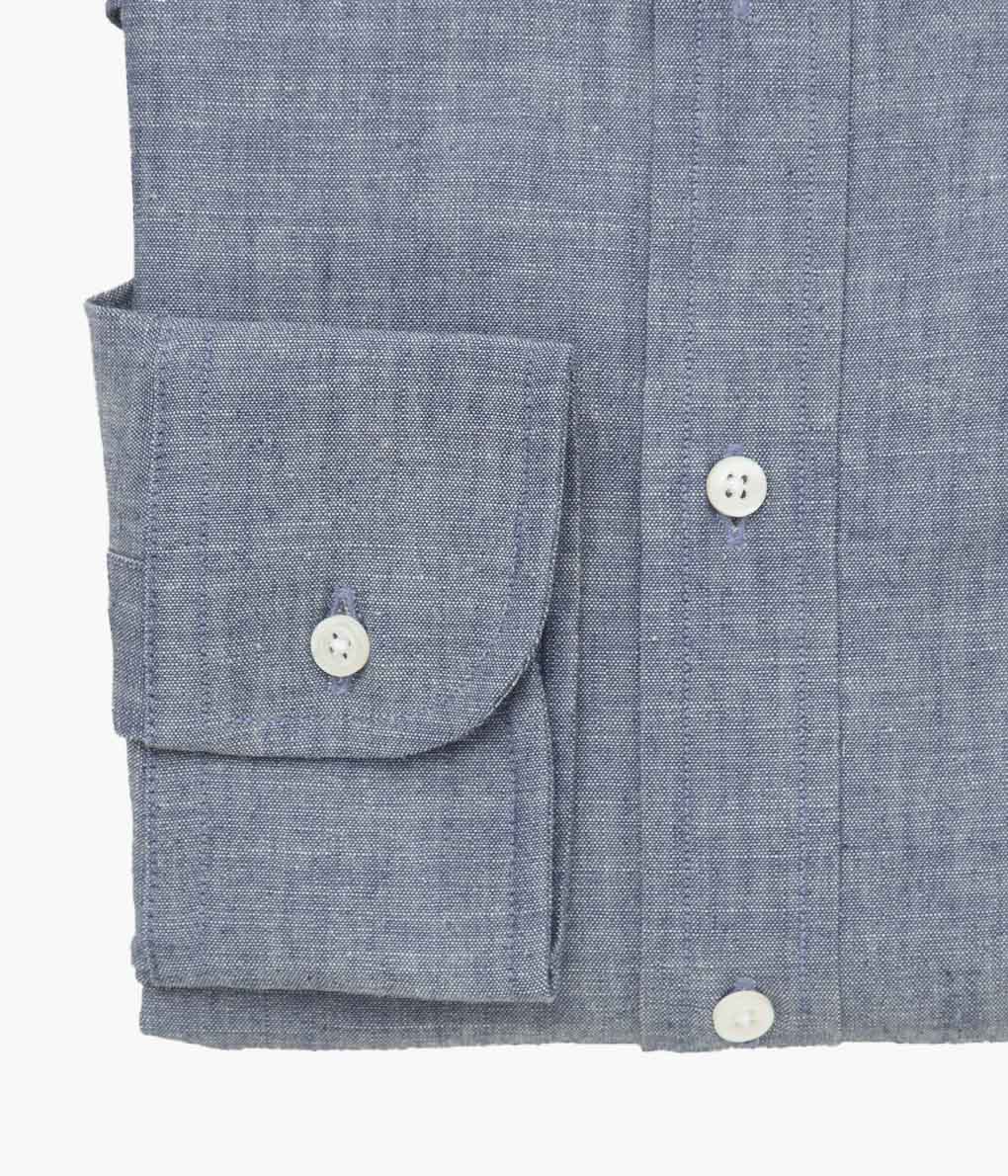 INDIVIDUALIZED SHIRTS ''RIGID CHAMBRAY (CLASSIC FIT BUTTON DOWN SHIRT)''(BLUE)