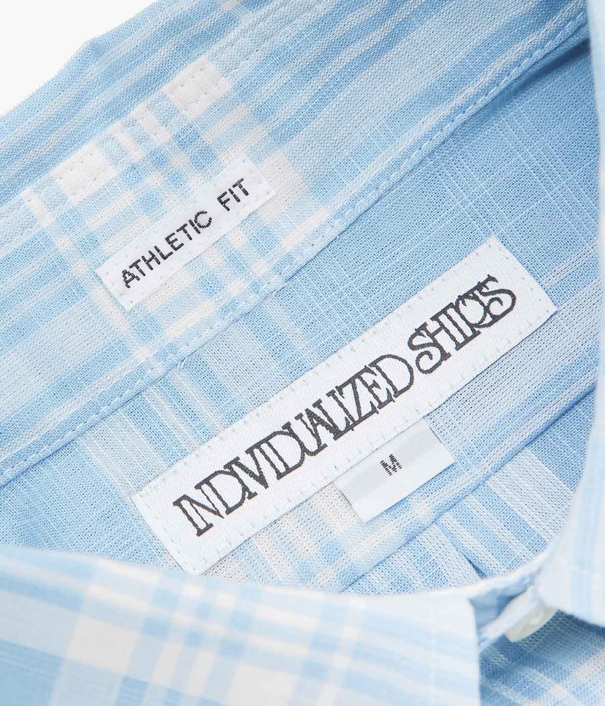 INDIVIDUALIZED SHIRTS ''SLUB PLAID(ATHLETIC FIT BUTTON DOWN SHIRT)'' (LT.BLUE)