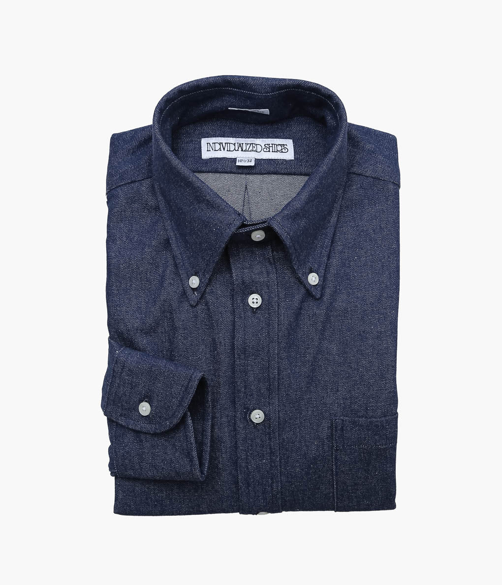 INDIVIDUALIZED SHIRTS ''VINTAGE DENIM(CLASSIC FIT BUTTON DOWN SHIRT)'' (INDIGO)
