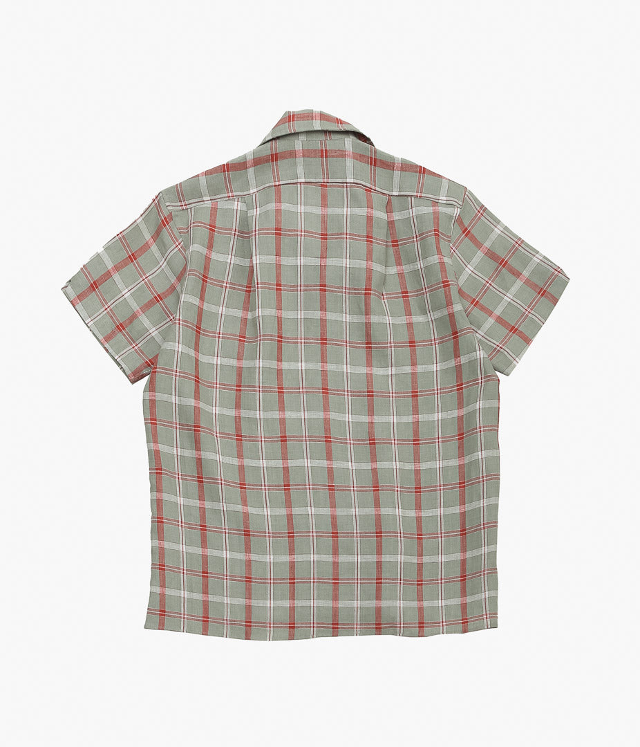 INDIVIDUALIZED SHIRTS ''VINTAGE LINEN (ATHLETIC FIT CAMP COLLAR S/S)'' (RED PLAID)