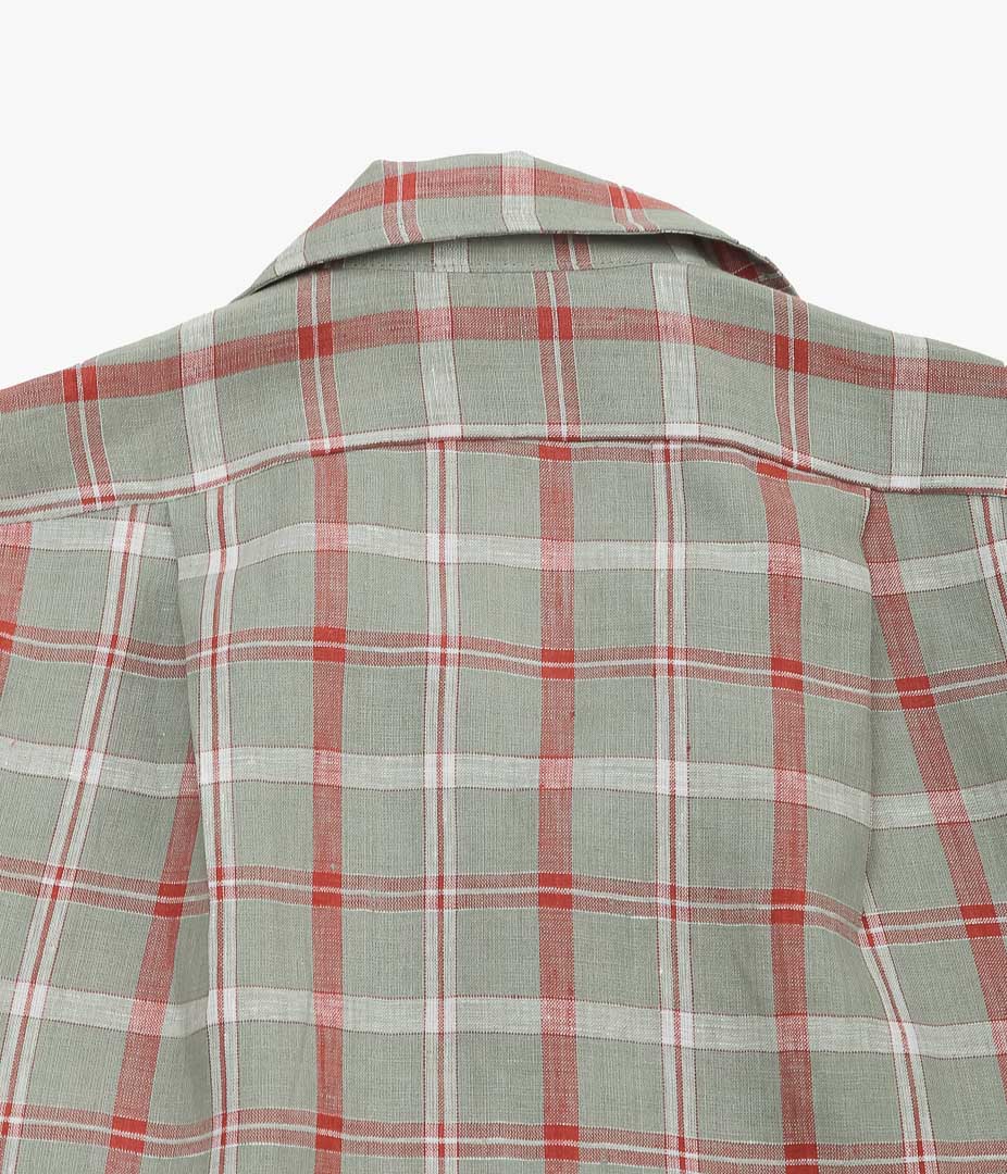 INDIVIDUALIZED SHIRTS ''VINTAGE LINEN (ATHLETIC FIT CAMP COLLAR S/S)'' (RED PLAID)