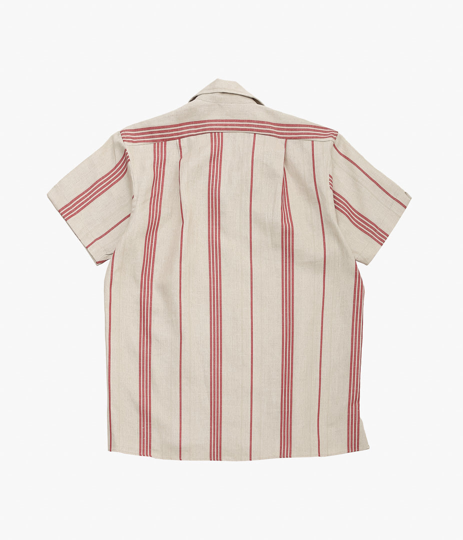 INDIVIDUALIZED SHIRTS ''VINTAGE LINEN (ATHLETIC FIT CAMP COLLAR S/S)'' (RED STRIPE)