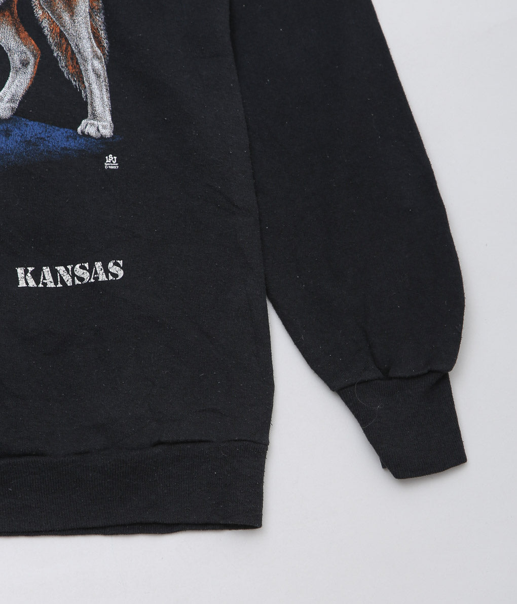 USED&VINTAGE ''JERZEES "KANSAS" SWEATSHIRT'' (BLACK)