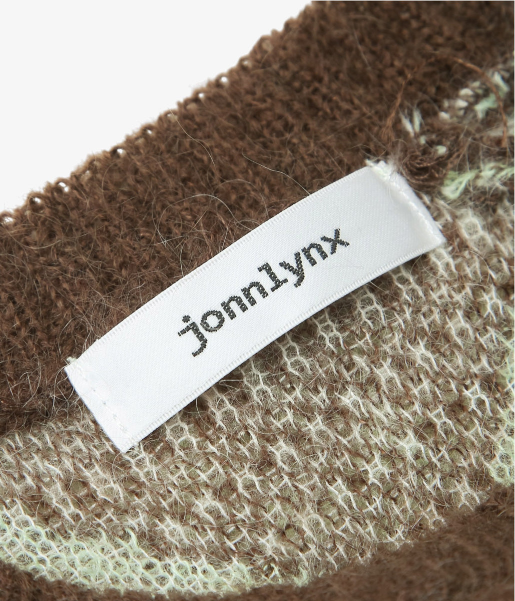 JONNLYNX ''LUMPY SLEEVE ARGYLE PULLOVER'' (GREEN MIX)