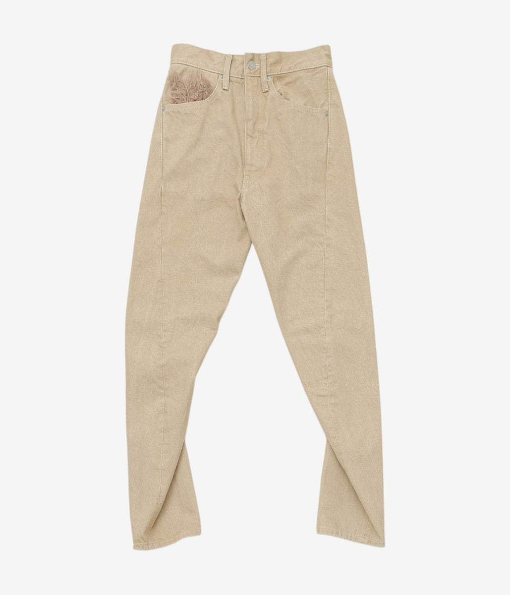 KOTA GUSHIKEN ''GU VIBES RED WITH SELVEDGE-ISH CROCHET STITCHES'' (BEIGE)