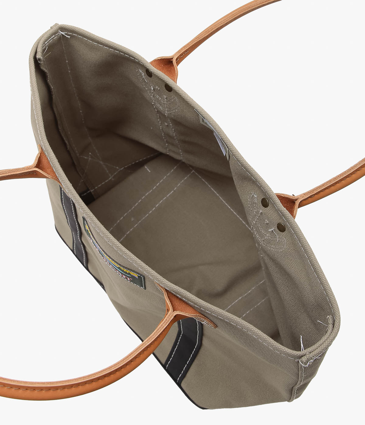 LL BEAN ''LEATHER HANDLE KATAHDIN BOAT AND TOTE MEDIUM'' (DARK CEMENT/BLACK)