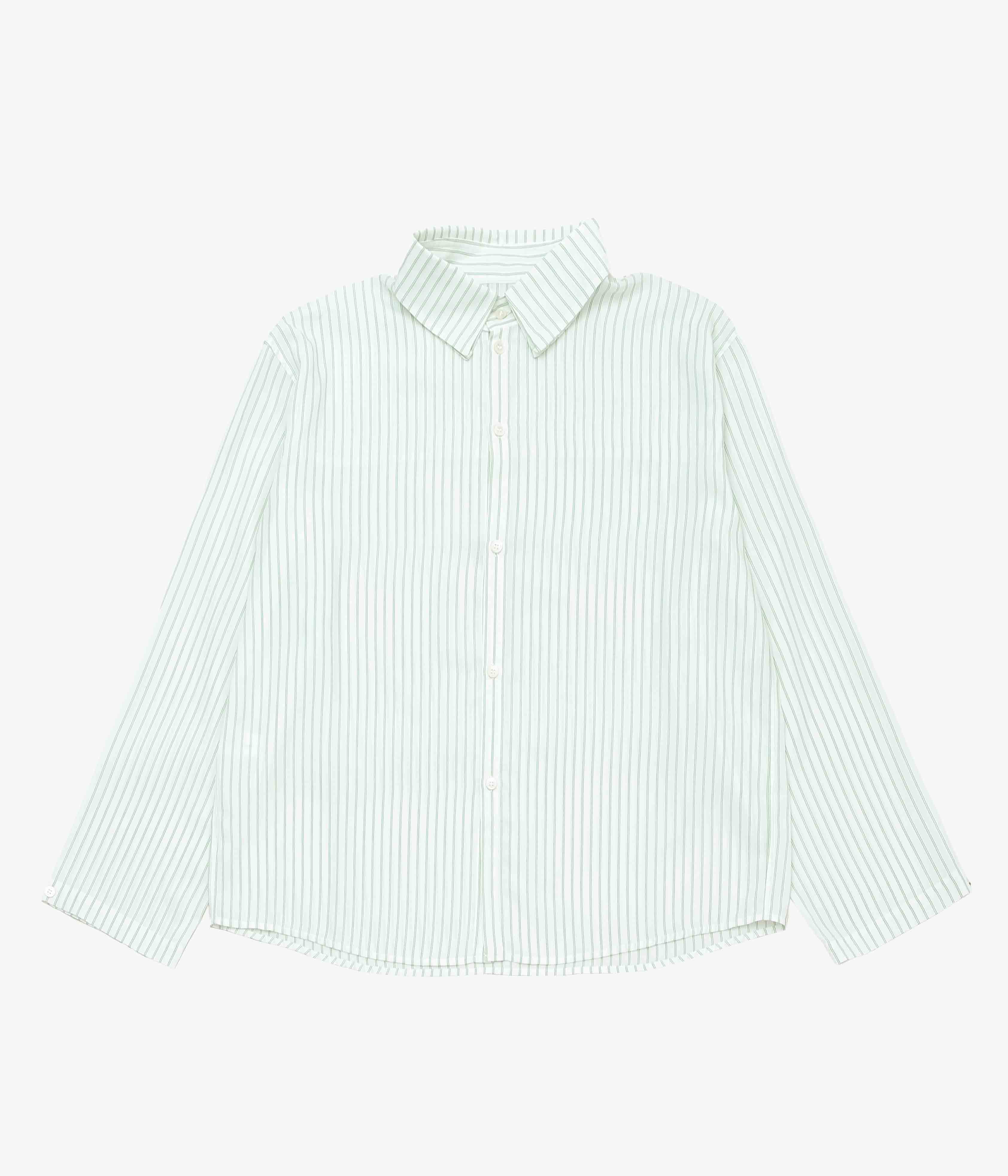 Lea Boberg SC Shirt サンドイッチカラー 白シャツ size3 LEA BOBERG ''S.C. SHIRT｜JAPANESE TENCEL STRIPES'' (GREEN / WHITE