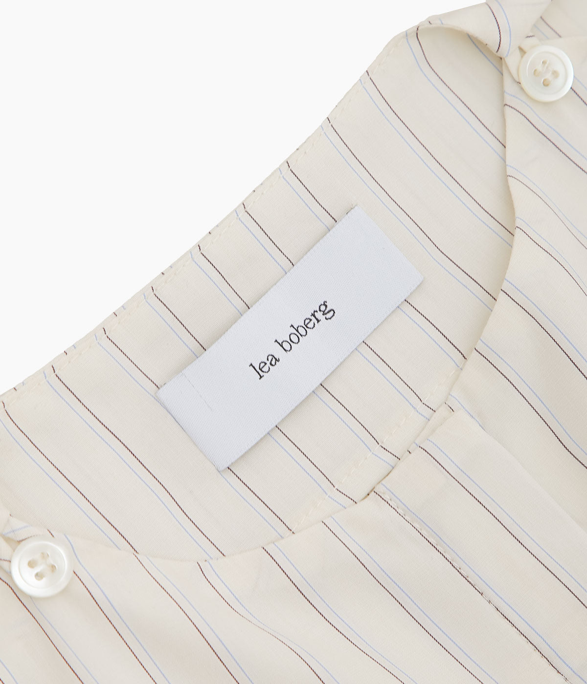 LEA BOBERG ''SLIT SHIRT (JAPANESE TENCEL STRIPES)'' (THIN DOUBLE BLUE / RED STRIPE)