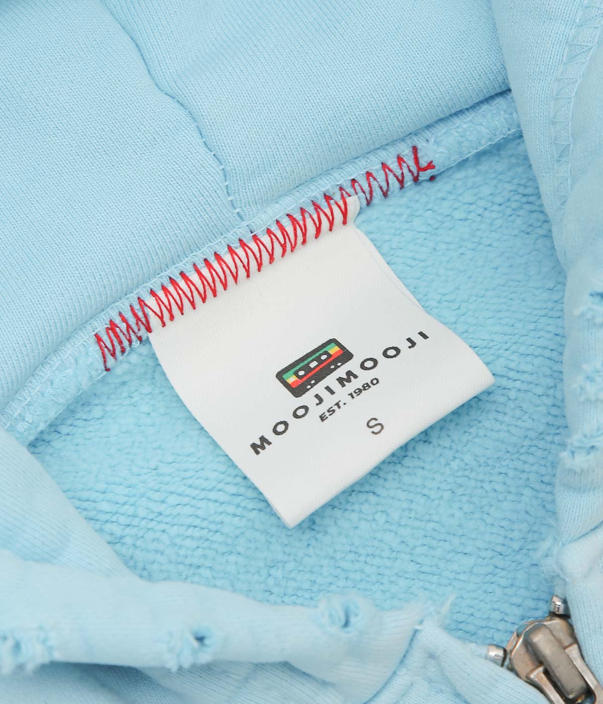 MOOJI MOOJI ''OVERSIZE ZIP UP HOODIE AGED'' (BABY BLUE)