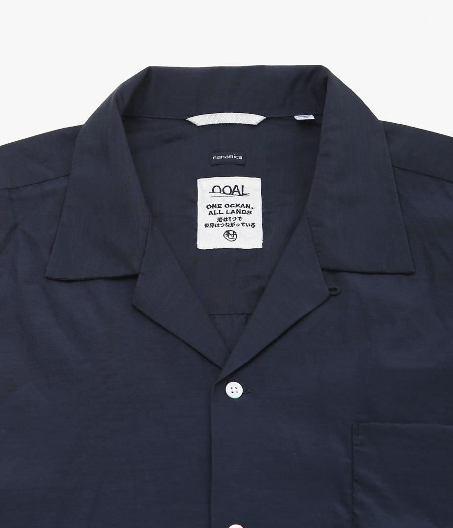 NANAMICA ''OPEN COLLAR S/S SHIRT'' (NAVY)