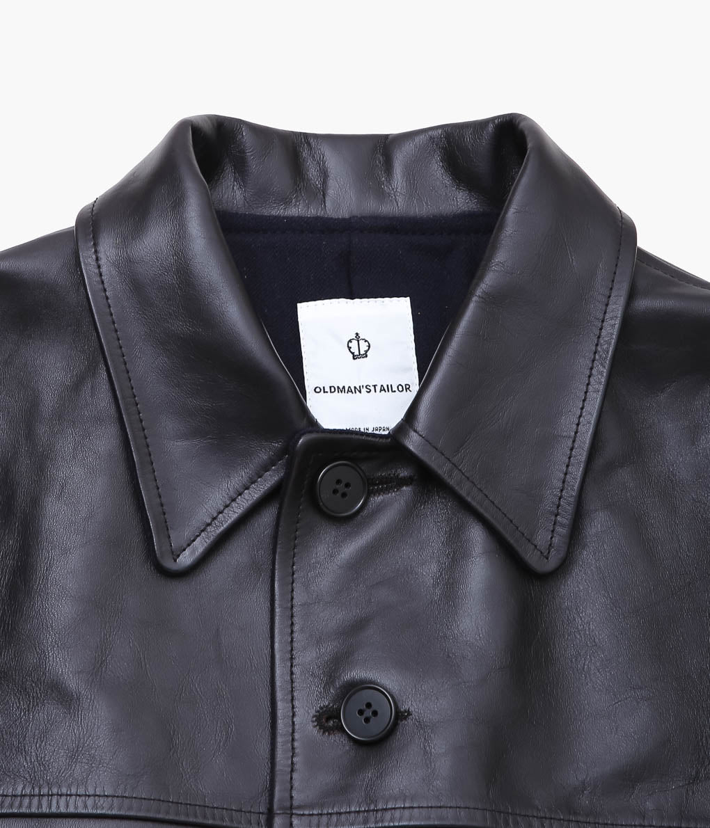 OLDMAN 'S TAILOR ''LEATHER CAR COAT''(BLACK)