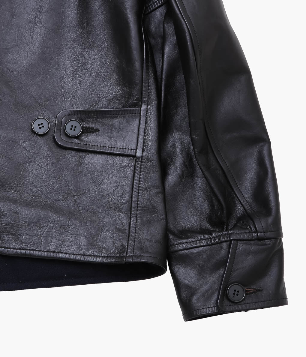 OLDMAN 'S TAILOR ''LEATHER CAR COAT''(BLACK)