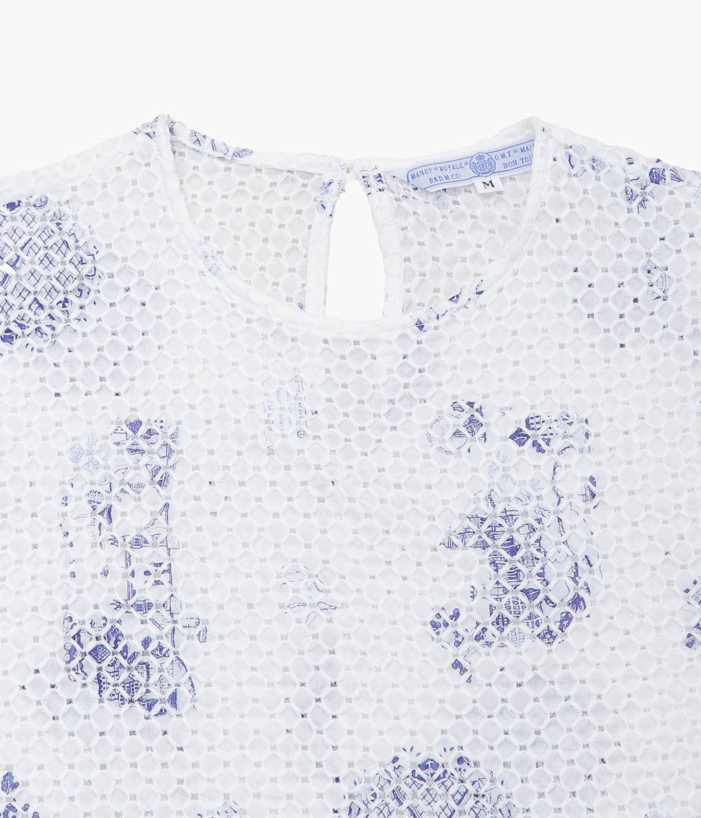 OLDMAN'S TAILOR ''TRELLIS CS BALLOON SLEEVE BLOUSE'' (LONDON BLUE WILLOW)